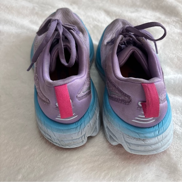 Hoka Bondi 8 Lavender and Sky Blue Athletic Shoes - Picture 3 of 6